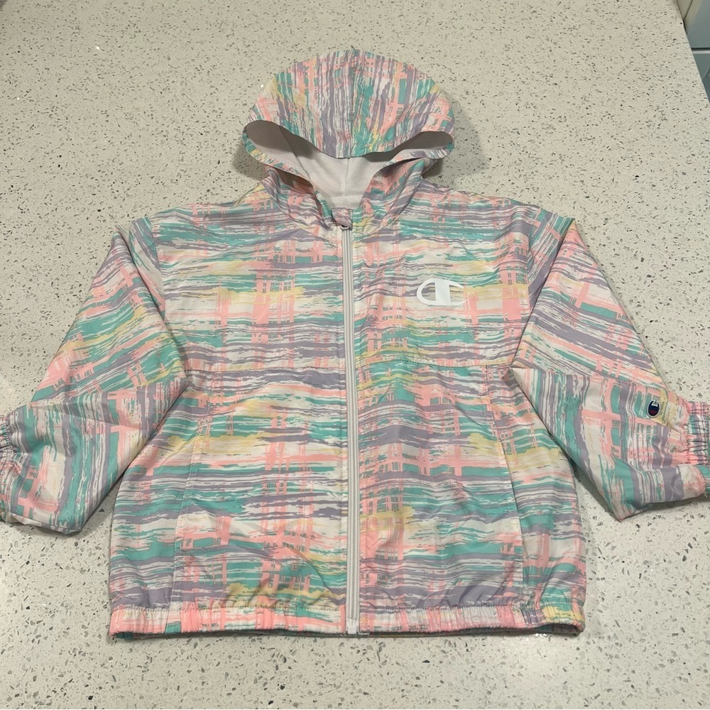 20% off $40! CHAMPION Hooded Rain, Spring Jacket Embroidered Logos, Large (8-10)